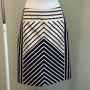 J. Crew Navy and Ivory Chevron Pencil Skirt